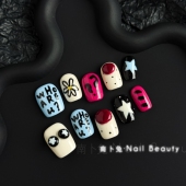 纯手工穿戴甲y2kk辣妹风短款 造型立体雕美甲贴片成品可拆卸假指甲