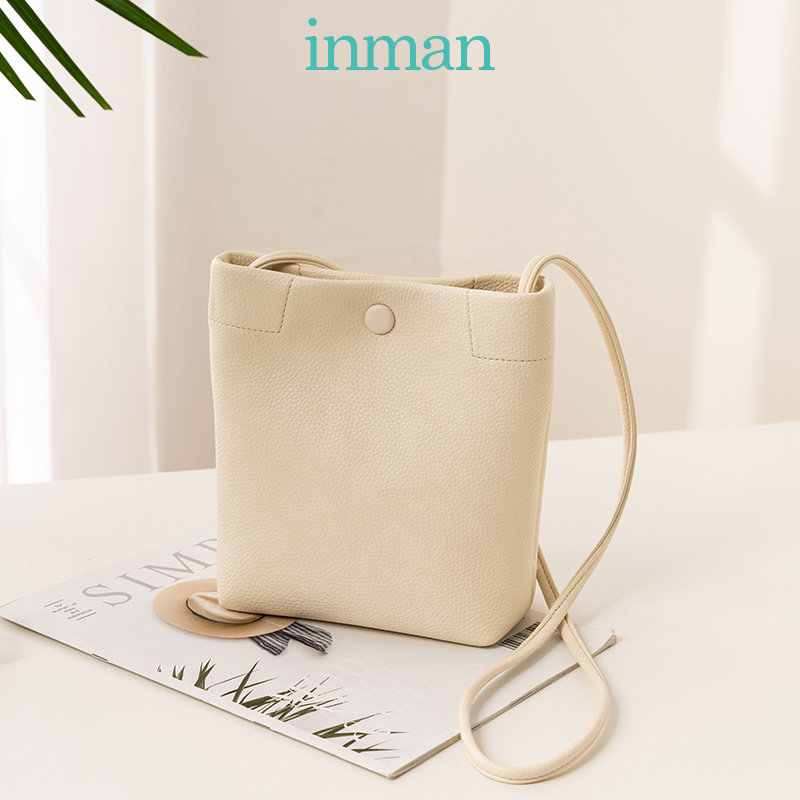 茵曼2020新款夏季软面荔枝纹单肩包日系文艺斜挎包通勤包包女