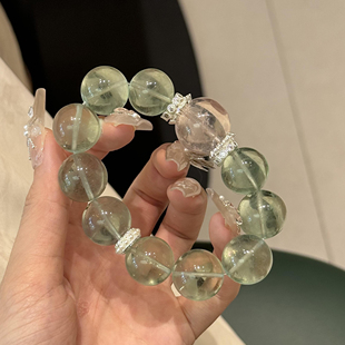 天然绿水晶手链女绿萤石大颗粒手串送闺蜜女礼物原创设计五行水系