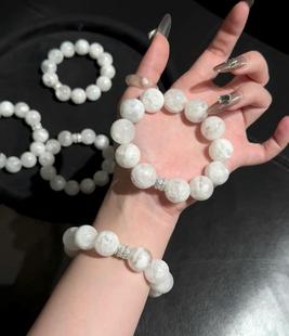 天然雪花白幽灵手串稳定情绪单圈转运珠手链白水晶高级感女款