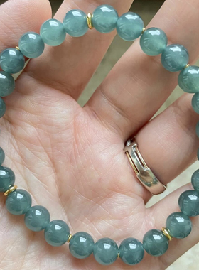 A货冰种蓝水珠手链女款玉石圆珠单圈时尚简约气质手串小米珠单圈