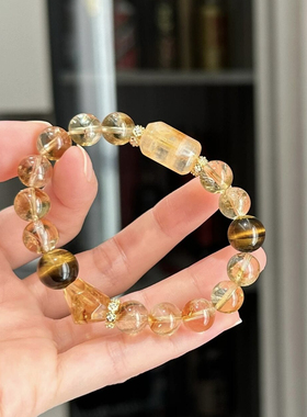 天然黄塔晶手串女巴西柠檬黄随形手链招财转运阿塞水晶送女友礼物