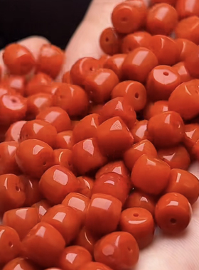 天然南红玛瑙满色满肉锦红色川料直切珠dli配件百搭中式复古散珠