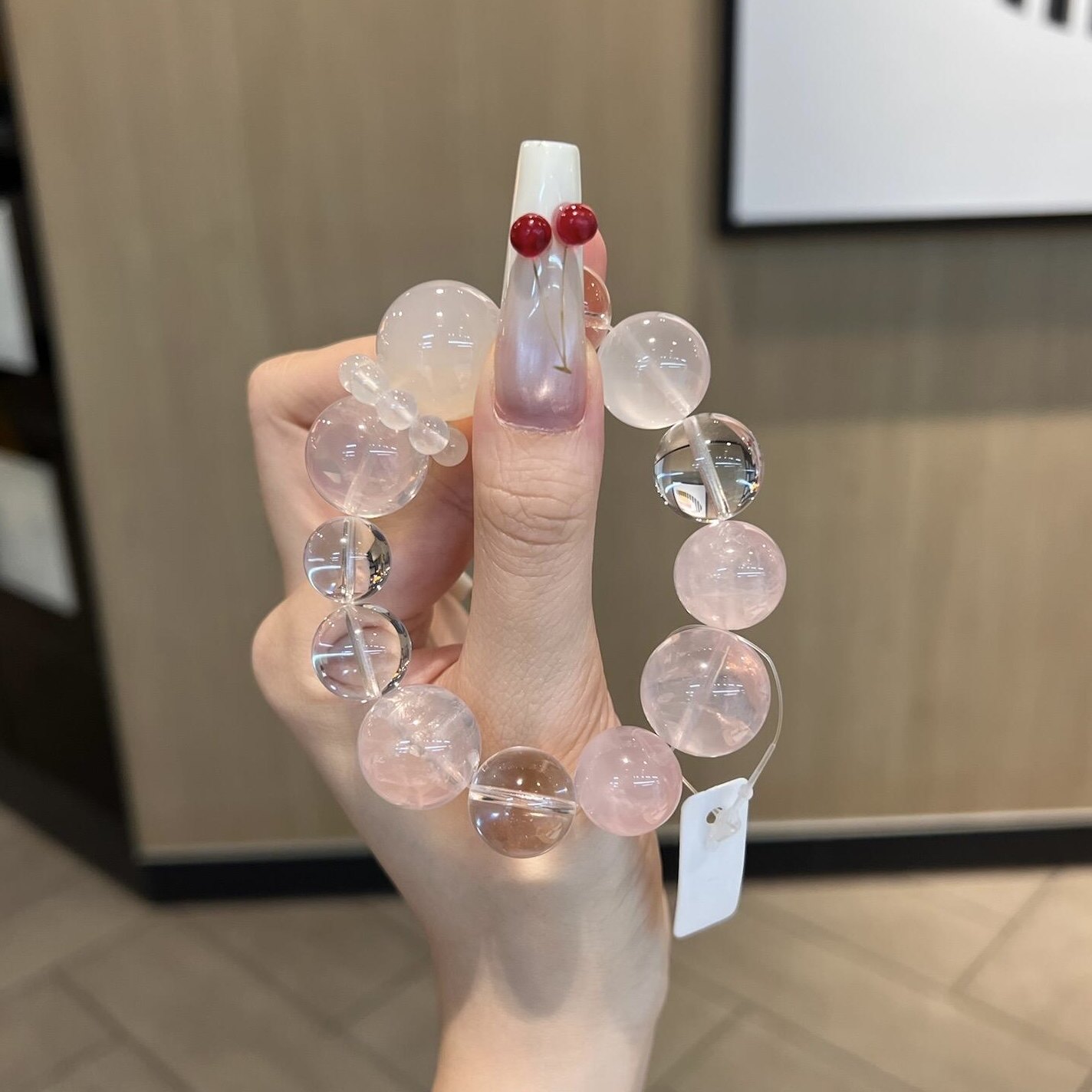 天然水晶多宝手链时尚手串单圈果冻粉原创手链招财转运西柚粉水晶