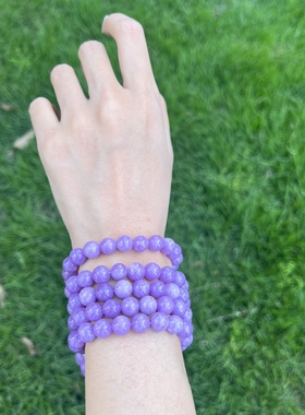 天然紫锂辉圆珠108颗佛珠念珠手链紫色水晶手串项链毛衣链原创女