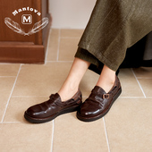 Mantova曼托瓦新款 女 低跟百搭一脚蹬单鞋 乐福鞋 手工水洗马皮鞋