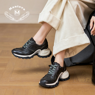 Mantova曼托瓦新款老爹鞋手工鞋马皮厚底防滑耐磨运动鞋真皮女鞋