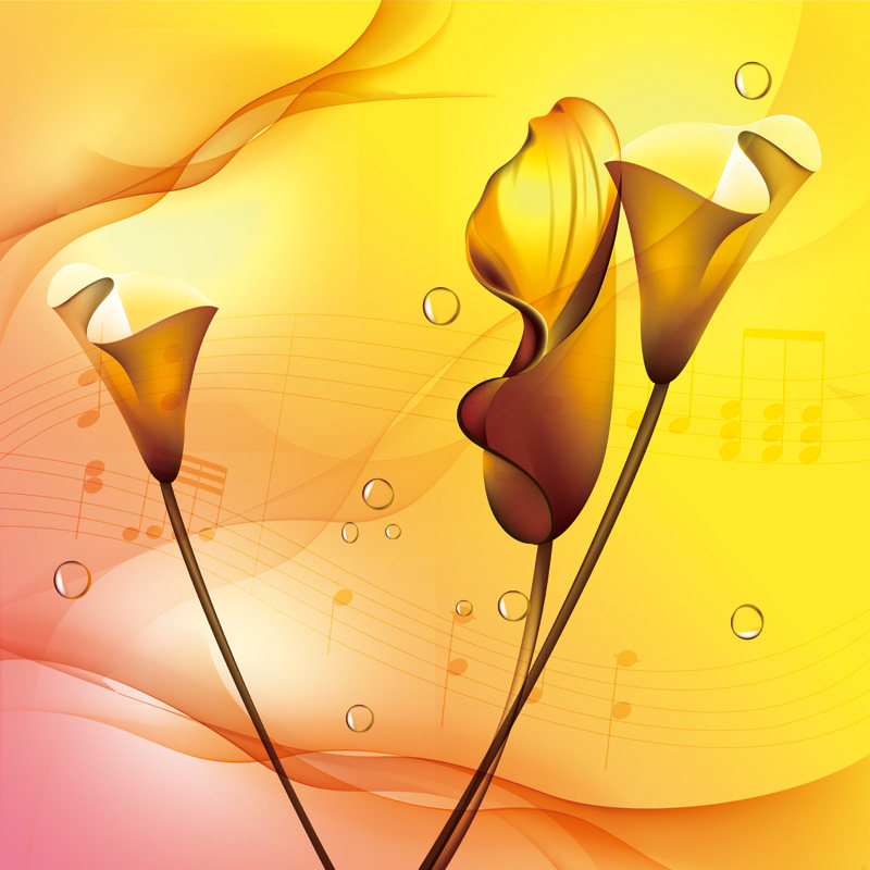 金色马蹄莲简约现代壁纸客厅卧室墙纸抽象电视墙背景墙布定制壁画