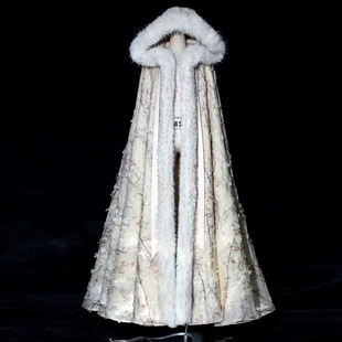 子爵秋色【一树梨花】汉服斗篷披肩长款加厚狐狸毛披风国风外套冬