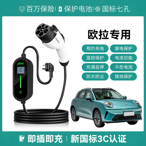 适用长城欧拉5/黑猫/iQ/闪电猫充电枪便携式器线新能源汽慢随车充