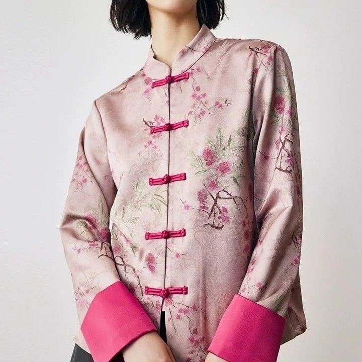 高端尾货人丝香云纱新中式国风外套女长袖宽松休闲百搭上衣2025