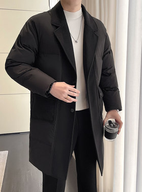 冬季韩版加厚保暖中长款风衣棉衣外套男大码潮流拼接棉服8025