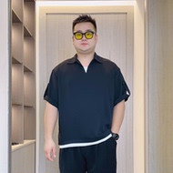 夏季大码休闲潮流坠感假两件短袖