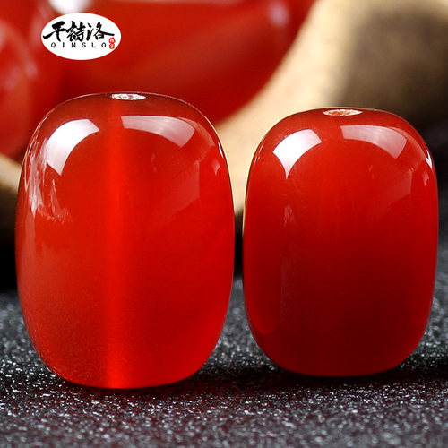 天然红玛瑙桶珠南红色手工串珠