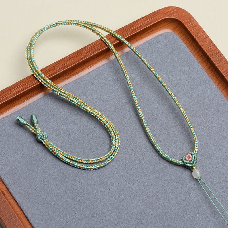 桃花结段染吊坠挂绳diy玉石翡翠黄金珠宝饰品绳子高档项链绳配饰