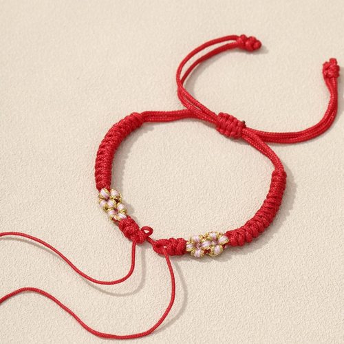 半成品手绳桃花结手工编织五色线编织手绳成人手链绑饰品绳子