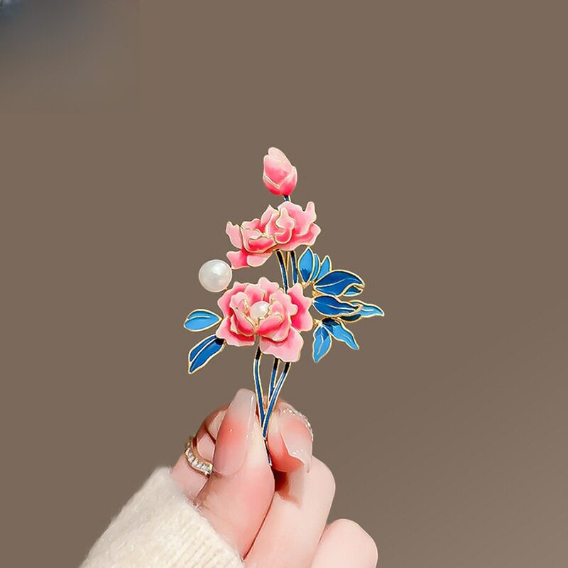 高档气质中国风优雅牡丹花胸针优雅精致女胸花外套大衣别针6154