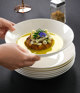 纯白盘子ins风食品级材质 W8英寸新骨瓷圆盘 8只仅需29.9元