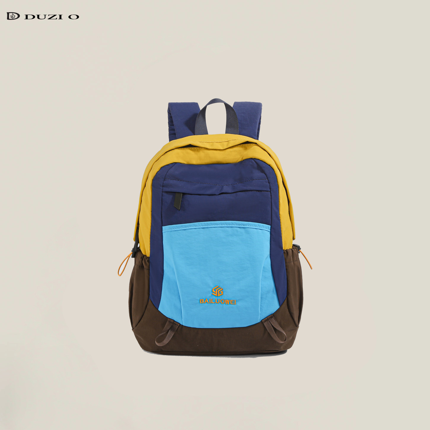 DUZI渡自撞色拼接双肩包女户外登山轻便大学生书包休闲运动小背包