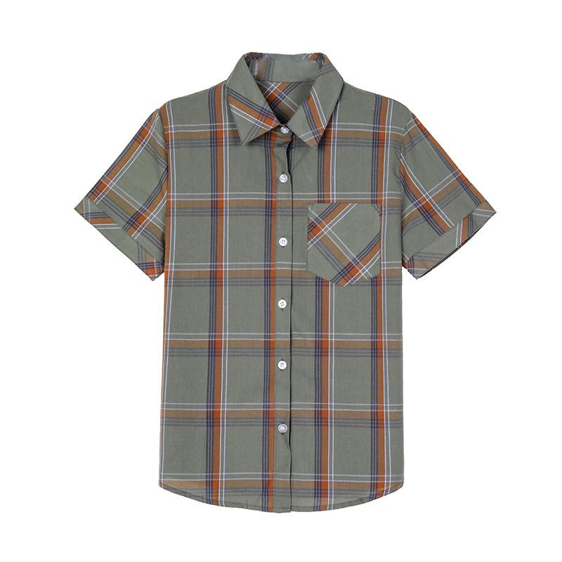 w29夏装妈妈装格子纯棉短袖衬衫休闲妇女寸衫中老年女半袖c09衬衣