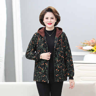 n37秋冬加绒牛仔外套连帽衫棉衣40大码50岁60中老年妈妈装a05棉服