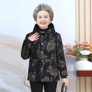 n81秋冬装 棉衣40大码 50岁60中老年70妈妈装 a91棉服 加绒外套连帽衫