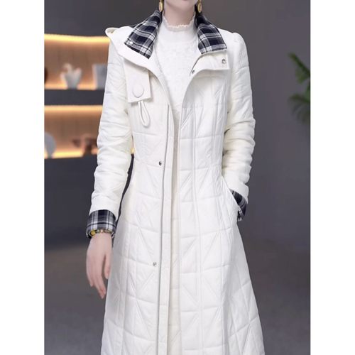 两件套格子棉服连衣裙女2025秋冬新款时尚气质减龄夹棉大衣裙子