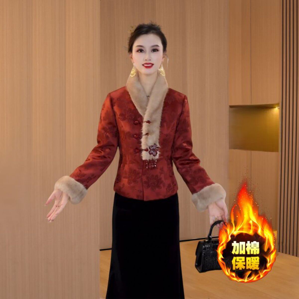 芸香女装中年妈妈加厚棉服外套女大码2026年冬季新款本命年外套