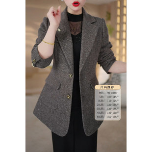 小个子妈妈洋气长袖 时尚 百搭短款 西服外套女2026春秋新款 高档西装