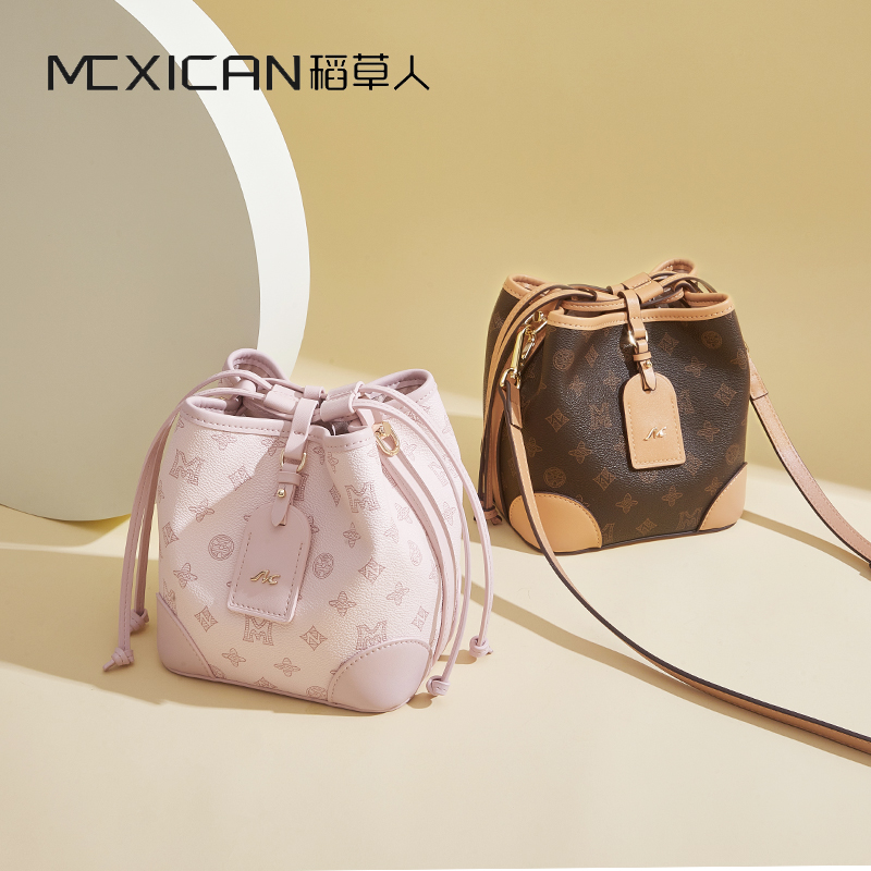 生日礼物稻草人女包2025新款时尚单肩斜挎包高级感小众设计水桶包