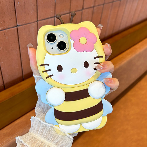 蜜蜂kt猫咪适用oppoReno15手机壳reno14/13/12/10/9pro新款FindX8可爱76卡通5硅胶a97立体a58全包a93防摔a92s