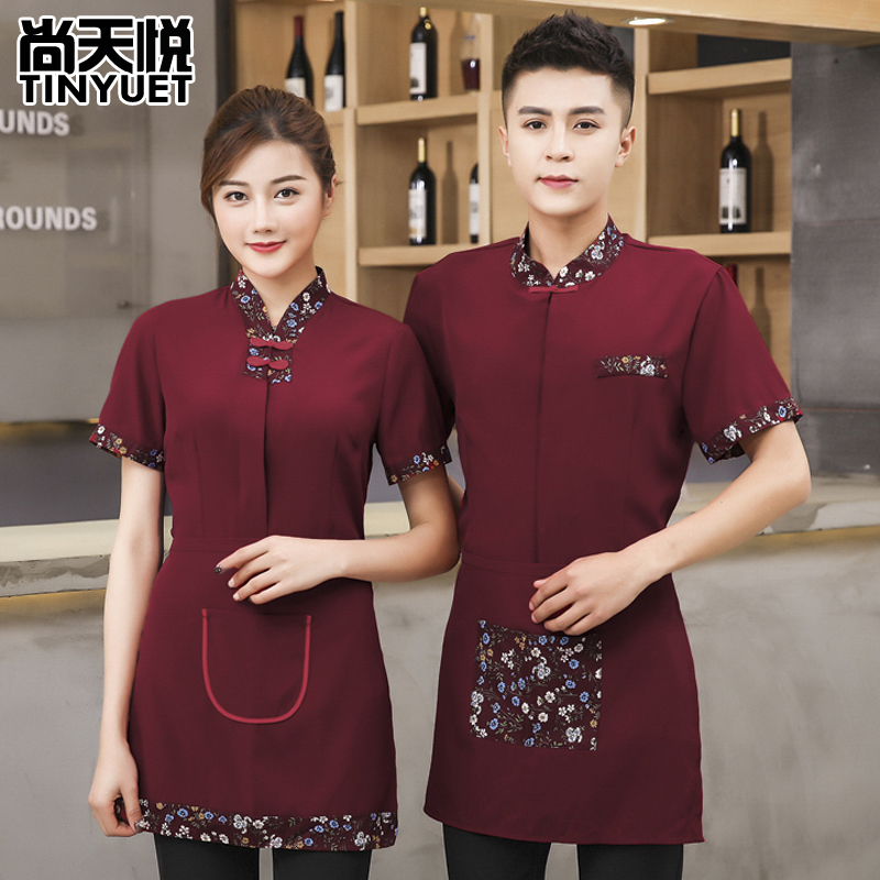 农家乐酒店餐厅服务员工作服短袖女复古东北菜饭店中国风服装夏装-封面