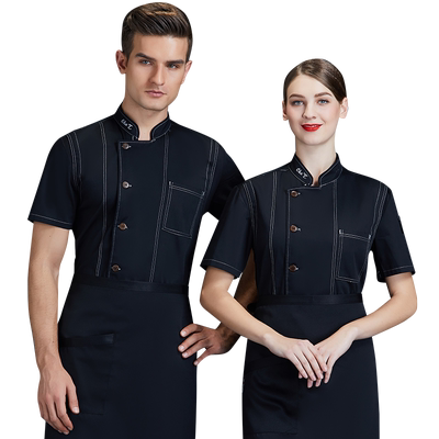 谢霆锋同款厨师工作服短袖男女夏季透气网餐饮酒店西餐厅饭店厨房