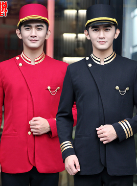 酒店门童迎宾服装接待礼宾工作服秋冬装会所宾馆泊车员男制服套装