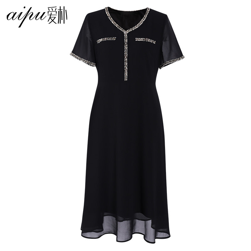 爱朴大码女装2020年新款胖妹妹显瘦连衣裙夏遮肚子减龄胖mm雪纺裙