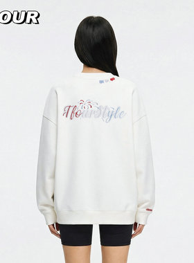 TFOUR 国潮牌重磅烟花刺绣卫衣男女春秋季新款宽松打底衫情侣上衣