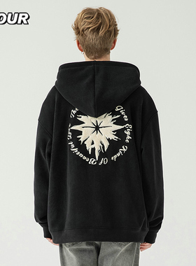 TFOUR 八芒星美式卫衣潮牌慵懒风外套连帽开衫男女哥特字母重磅