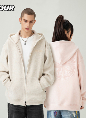 TFOUR 八芒星2025秋冬新款重磅卫衣开衫潮牌宽松加厚男女外套情侣