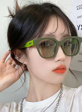 遮阳方框时尚女绿色太阳镜墨镜