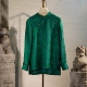 蓝大高端复古立领桑蚕丝大码 绿色上衣6030 长袖