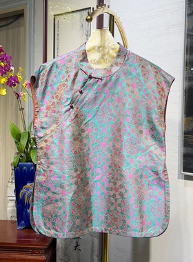 蓝大原创女装国风端庄胖mm显瘦立领斜襟盘扣桑蚕丝蜀萝上衣5185