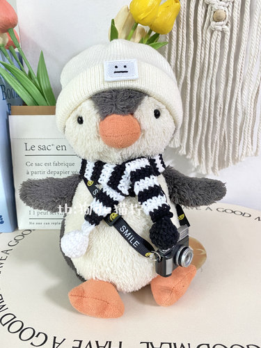 Jellycat23cm花生企鹅娃衣拍照相机眼镜围巾玩偶衣服生日礼物
