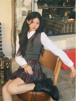 2025新款韩系英伦学院风JK制服连衣裙子迪士尼穿搭三件套装女秋冬