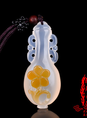 冰透白玉髓仿古花瓶毛衣链吊坠