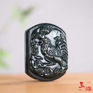 和田玉生肖鸡皮带扣珠宝青玉金鸡报喜腰扣玉佩挂件精雕男士腰带扣