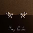 复古仙女小众设计高级质感耳饰耳环 超闪蝴蝶结耳钉 花下芭蕾 法式