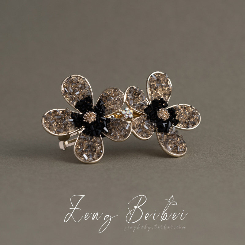 夜绮花~高级重工法式弹簧夹 复古黑色半扎发后脑勺发卡盘发夹子女,饰品/流行首饰/时尚饰品新,发饰,淘宝优惠券,粉丝福利购,淘宝优惠卷