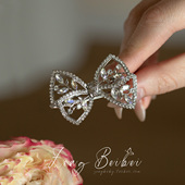 蝴蝶结鸭嘴夹 卡曼莎 重工法式 银色复古气质侧边刘海碎发夹子发卡