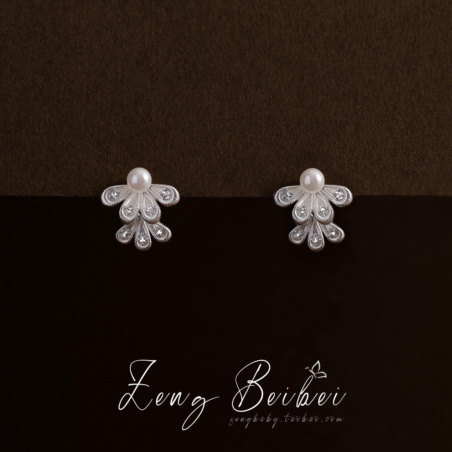 【仙气白鹭】银色法式耳环