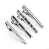 UJOY男士 领夹简约黑色珐琅领带夹 银色高档领带夹套装 商务正装